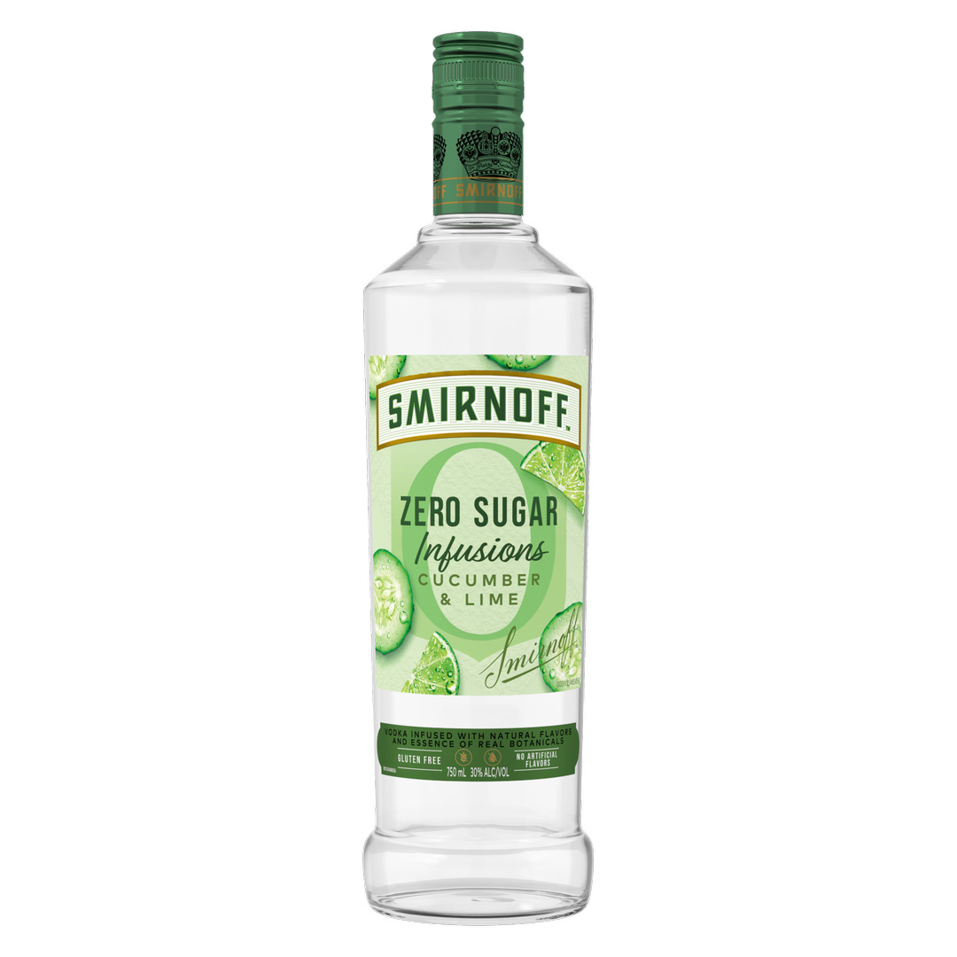 Smirnoff Zero Sugar Infusions Cucumber & Lime (Vodka Infused with Natural Flavors & Essence of Real Botanicals), 750 mL