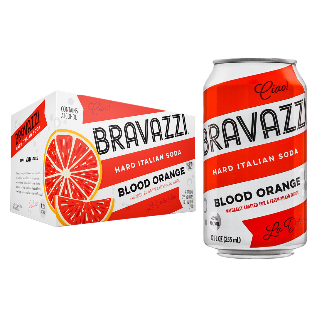 Bravazzi Blood Orange Hard Italian Soda 6pk 12oz Can 4.2% ABV